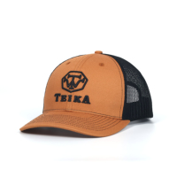Logotipo de bordado personalizado y logotipo de bordado 3D Gorra de camionero de malla naranja y negra