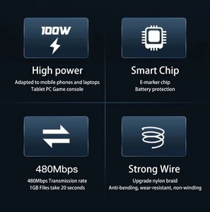 Wholesale High Quality Braided 2m USBC Type C Data <b>Cable</b> PD3.1 100W 20V 5A Fast Charging 480Mbps Data Transfer <b>Cable</b> Type C - Product Image 6
