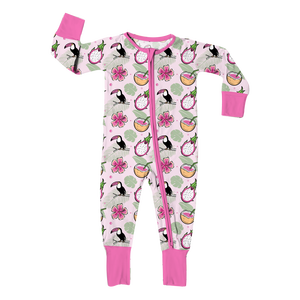 Tutina per Neonati in Bambù Organico e Spandex con Stampa Frutta, Manica Lunga, Unisex, con Cerniera Bidirezionale, Pigiama Traspirante - Product Image 4