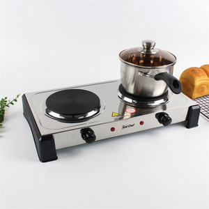 <span class=keywords><strong>Plaque</strong></span> chauffante électrique portable à deux brûleurs pour la cuisine, 5 réglages <span class=keywords><strong>de</strong></span> <span class=keywords><strong>puissance</strong></span>, 2000 watts, avec fusible thermique - Product Image 1