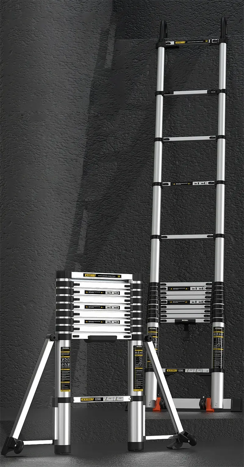 2024 Nieuwe Type Aluminium Telescopische Ladder Nieuwe Standaard Opvouwbare Opstap Aluminium Wandmontage Ladder