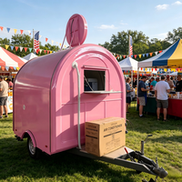 Remorque à glaces ronde rose sur mesure de 7,5 pieds, chariot alimentaire mobile entièrement équipé, camion de concession commercial pour la restauration et les événements
