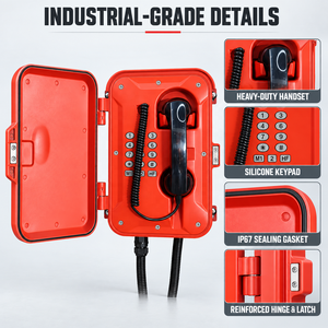 Téléphone d'urgence étanche mural avec clavier complet, logo couleur personnalisé, IP67, pour usine chimique, compatible SIP VoIP analogique - Product Image 3