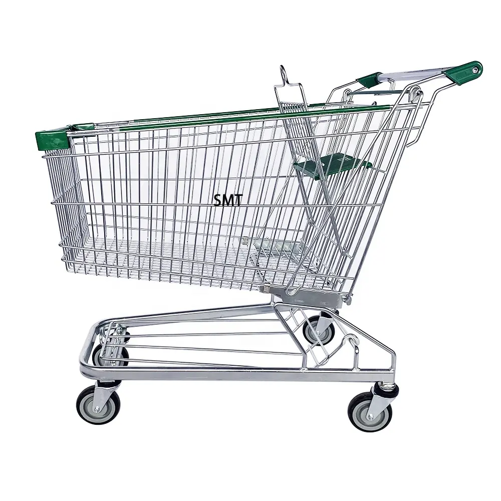 Factory wholesale push supermarket metal trolley shopping cart 4 wheels