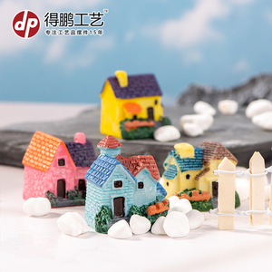 <b>Miniature</b> Resin Garden House Ornaments For Indoor Outdoor Decoration European Style Villa Landscape Decorations - Product Image 3