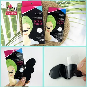 Marque privée Charbon de bambou biologique Nettoyage en profondeur Élimination des points noirs Peel Off Patches Pores Sharking Bandes de nez noir