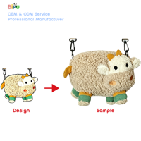 Sac à dos en peluche personnalisé BIPU OEM en forme de vache, jouet en coton PP, animaux en peluche, dessin animé Sherpa, unisexe, pour fêtes, tous âges