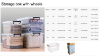 Boîte de rangement en plastique multi-tailles avec roulettes, design rectangulaire, sans BPA, écologique, empilable, grande capacité pour usage domestique
