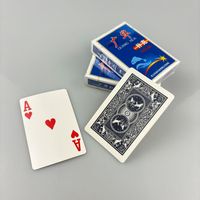 Jeu de cartes de poker sur mesure en papier bleu 290 g/m² avec estampage à chaud, grand format, anti-rayures, écologique, pour la décoration de bar familial ou de salle de jeux.