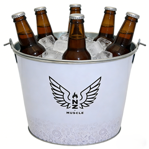 Cubo de Hielo de Metal Galvanizado Blanco con Logotipo Personalizado, con Doble Asa, para Enfriar Cerveza y Vino, para Promoción en Bares y Clubes - Product Image 5
