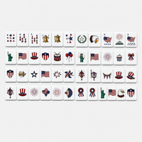 Jeu de Mahjong à paillettes bleues, tuiles patriotiques américaines avec motifs Aigle et Drapeau, Mahjong en acrylique pour la fête de l'Indépendance