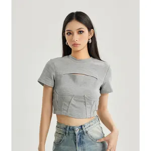 Korea Women's Sexy Summer Short-Sleeved Dress With Chest Hollowing Slim Design ODM Supply Similar To Yankee T-Shirt