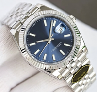 Montre mécanique automatique pour homme de haute qualité, lunette cannelée, index en cristal, calendrier, bracelet en acier Jubilee