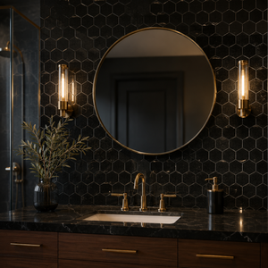 Eco-Friendly Midcentury Absolute Black <b>Granite</b> Polished 2 Hexagon Mosaic Tile for Interior Wall Decor - Product Image 3