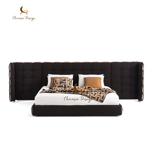 CustomizationFoshan Villa Furniture Luxury Modern King Size <b>Bed</b> Frame High-<b>End</b> Velvet Fabric Upholstered Bedroom Set - Product Image 3