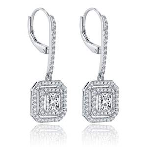 Toutes les boucles d'oreilles Fashion Stone Loose Silver Halo Silicone Princess Cut - Product Image 1