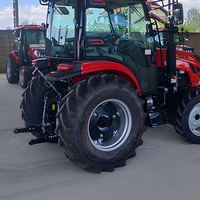 Tracteur agricole à cabine fermée de 50 CV, pneus larges, 4 roues motrices