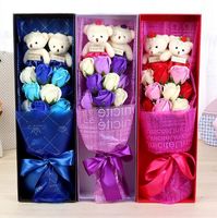 Jouets en peluche de petite taille bleu rose violet rouge Bouquet fleur ours en peluche poupée pour la Saint-Valentin