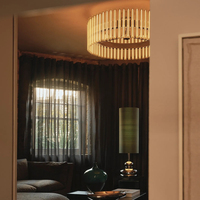 Lustre circulaire en verre cannelé vertical décoratif, utilisation résidentielle, luminaire suspendu au plafond intégré à LED