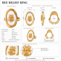 Bague de fiançailles tendance en acier inoxydable plaqué or 18 carats, design géométrique, étanche, inaltérable, pour femme, pour mariage et anniversaire