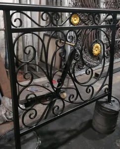 Wrought iron gates and window grilles, armrests