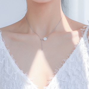 Forest Themed Seashell Daisy Pull Out Necklace Stainless Steel Flower Pendant Gift Jewelry Made In Korea - Product Image 2