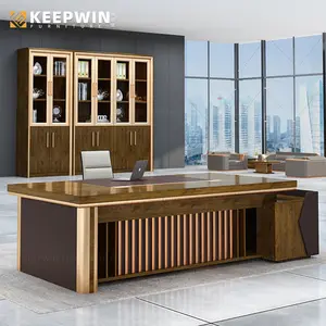 Table de bureau de direction en bois Mobilier de bureau de patron de luxe Table d'affaires Bureau en forme de L Jolie table de bureau
