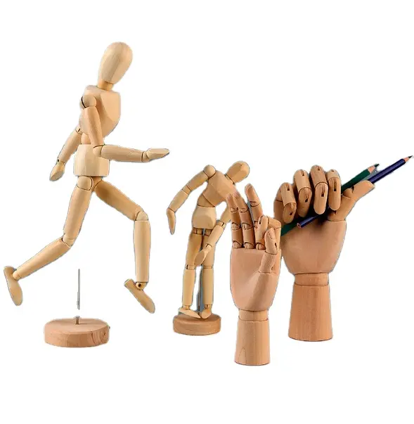 Dessin à main de poupée en bois, lot de 10 pièces, modèle humain, peinture croquis, décoration flexible et mobile, arthrite