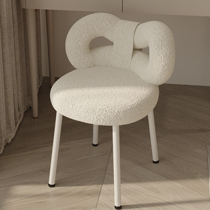 Sillón tapizado moderno con patas bjflamingo Silla <span class=keywords><strong>de</strong></span> maquillaje con soporte <span class=keywords><strong>de</strong></span> hierro blanco - Product Image 6