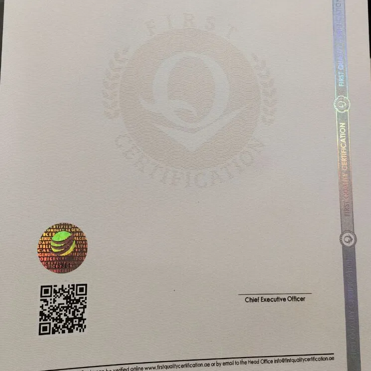 Ukuran A4 LOGO tak terlihat UV Watermark kertas keamanan cetakan kode QR nomor sertifikat Hologram