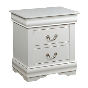 White 2 <b>Drawer</b> Nightstand With Silver Handles Bedroom <b>Storage</b> Cabinet - Product Image 2