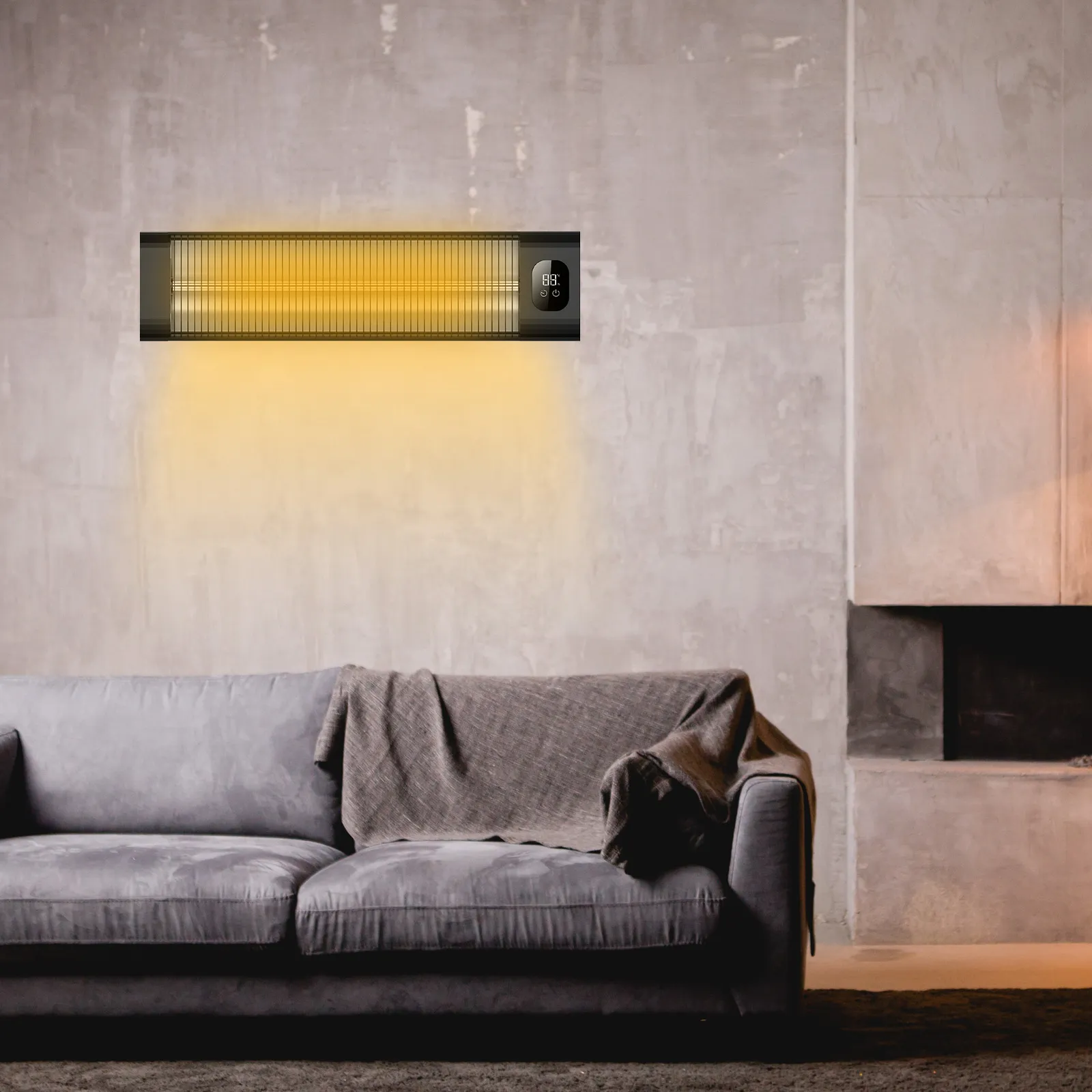 현대 스타일 탄소 섬유 히터 LED 화면 전기 파티오 히터 수직 스탠드 적외선 전기 야외 파티오 히터