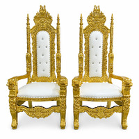 Chaise Trône Pliante de Luxe pour Hôtels, Dossier Haut, Structure Métallique Dorée, Cuir PU Blanc, Idéale pour Événements Royaux et Mariages