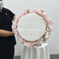 Centerpiece Bunga Pernikahan 50cm Warna Pink Ungu Muda, Rangkaian Bunga Mawar Sutra Realistis Buatan Tangan dengan Babybreath, Dekoratif
