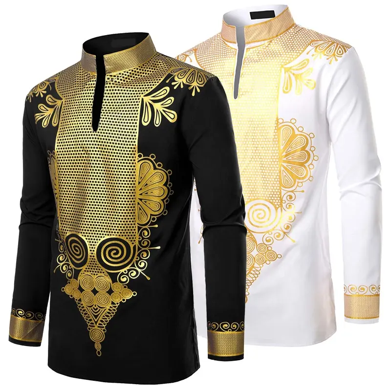 Mens Metallic Gold Dress Shirt