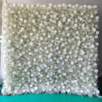 Panneau floral enroulable de luxe 5D crème 8x8 pieds, haute qualité, avec roses artificielles blanches pour décoration de mariage et événements