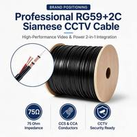 Cable Coaxial Siamés Premium RG59+2C de 0.81mm con 96 Hilos CCA para Seguridad CCTV y Video