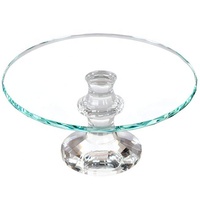 Support à gâteau rond en cristal suspendu, plateau en verre, support à gâteau en cristal brillant pour décoration de mariage