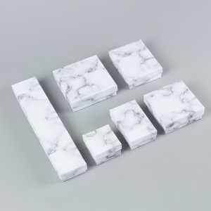 Marble Texture Pattern <b>White</b> Cardboard Paper Jewelry <b>Boxes</b> <b>Gift</b> Packaging Square Necklace Bracelet Jewelry Box With Custom Logo - Product Image 4