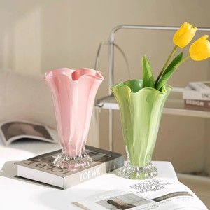 Modern Minimalist Style Light-luxury High-end Floral Glass <b>Vase</b> Petal Design Decorative Flower Container Living - Product Image 3