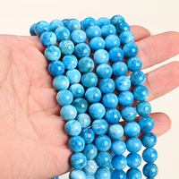 JD GEMS Perles en Pierre Naturelle Larimar Apatite Bleue 6/8/10mm Perles Rondes Semi-Précieuses en Vrac pour Fabrication de Bijoux Qualité AAAAA