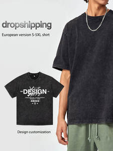 Camiseta de Alta Calidad con Lavado Ácido, 250G, para Hombre, 100% Algodón, Corte Regular, Manga Corta, Estilo Urbano, Personalizada, Desgastada, Vintage - Product Image 3