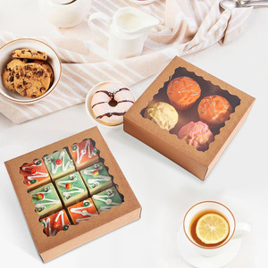 B407 Kraft Cửa Sổ Rõ Ràng Bánh Hộp Bánh Bánh Ngọt Cookie <span class=keywords><strong>Mini</strong></span> <span class=keywords><strong>Pie</strong></span> Pastry Tráng Miệng Dâu Tây Sô Cô La Bán Buôn Charcuterie Hộp - Product Image 3