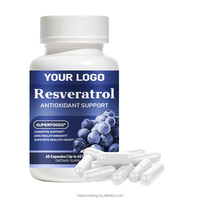 Capsules de Resvératrol 1200mg certifiées HACCP, marque privée, pour le bien-être antioxydant quotidien et l'équilibre systémique, formule non-OGM
