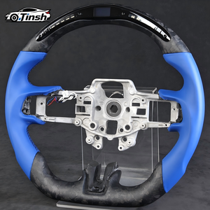 Volant en fibre de carbone véritable forgée avec LED pour Ford <span class=keywords><strong>Mustang</strong></span> GT EcoBoost - Amélioration des performances en cuir - Product Image 4