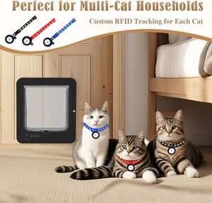 Porte intelligente pour chat avec télécommande et colliers connectés, pour usage intérieur, en plastique rectangulaire, pour chats - Product Image 2