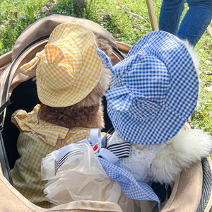 Pet <b>clothes</b>, dog and <b>cat</b> outfits, small dog outfits, stylish, casual, fashionable, romantic, cute plaid sun hats - Product Image 5