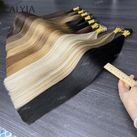 Venta al por mayor precio de fábrica cabello humano europeo real doble estirado recto en stock listo para enviar extensiones de cabello con punta I preadheridas