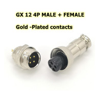GX12 Connecteur aviation M12 à broches plaquées or Connecteur 4 conducteurs 4P Connecteur mâle femelle pour fil à souder