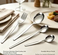 Ensemble de Couverts de Table Écologiques Modernes en Acier Inoxydable 410 Poli Miroir avec Manche Fin pour Mariage, Vente en Gros
